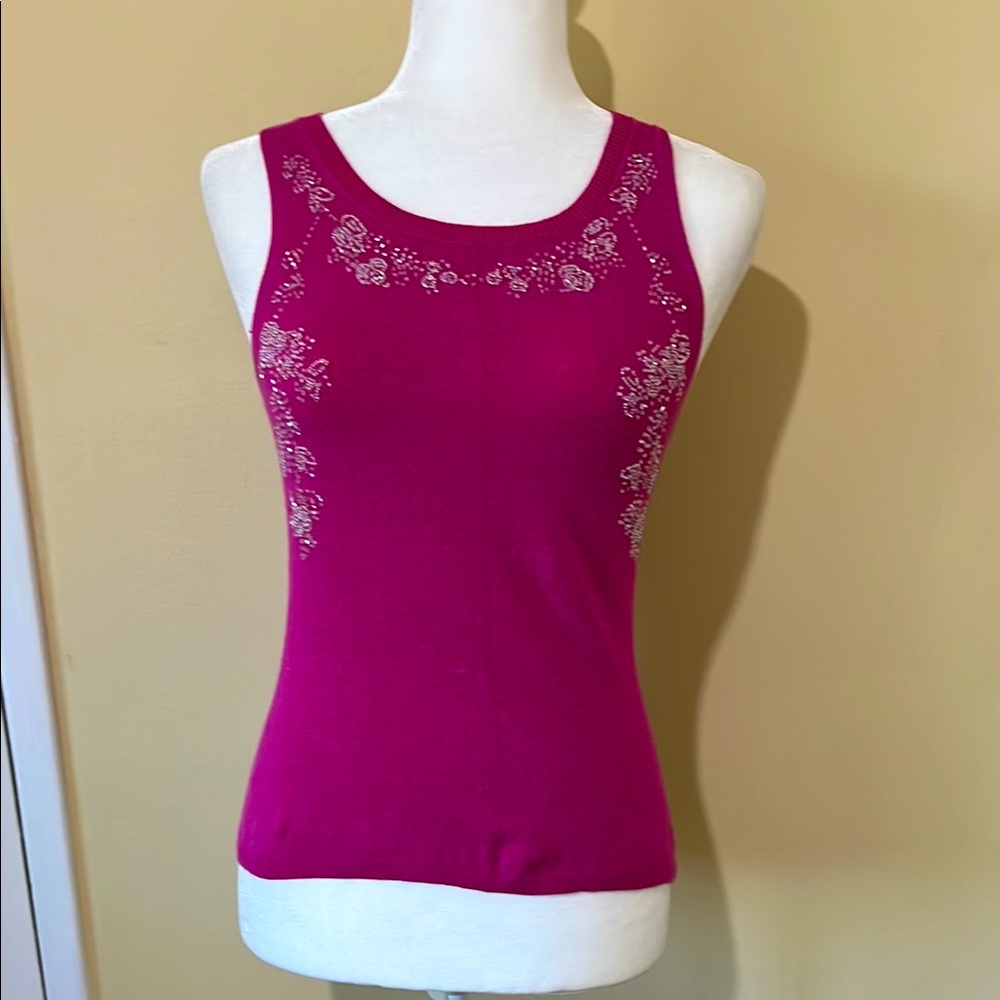 Magenta sweater vest with embellishments
